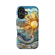 Artistic Sun and Wave Phone Case (Flat Printed Design, Not 3D)