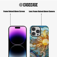 Artistic Sun and Wave Phone Case (Flat Printed Design, Not 3D)