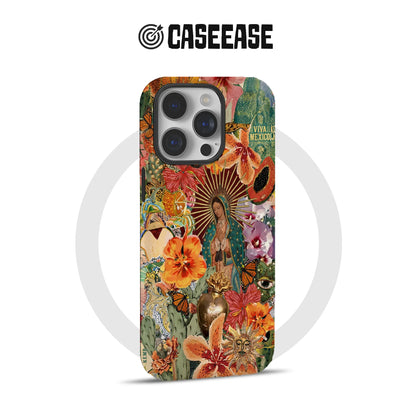 Vibrant Floral and Virgin Mary Phone Case