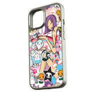Holographic Chrome Funky Stickers Phone Case - Unique & Playful Design