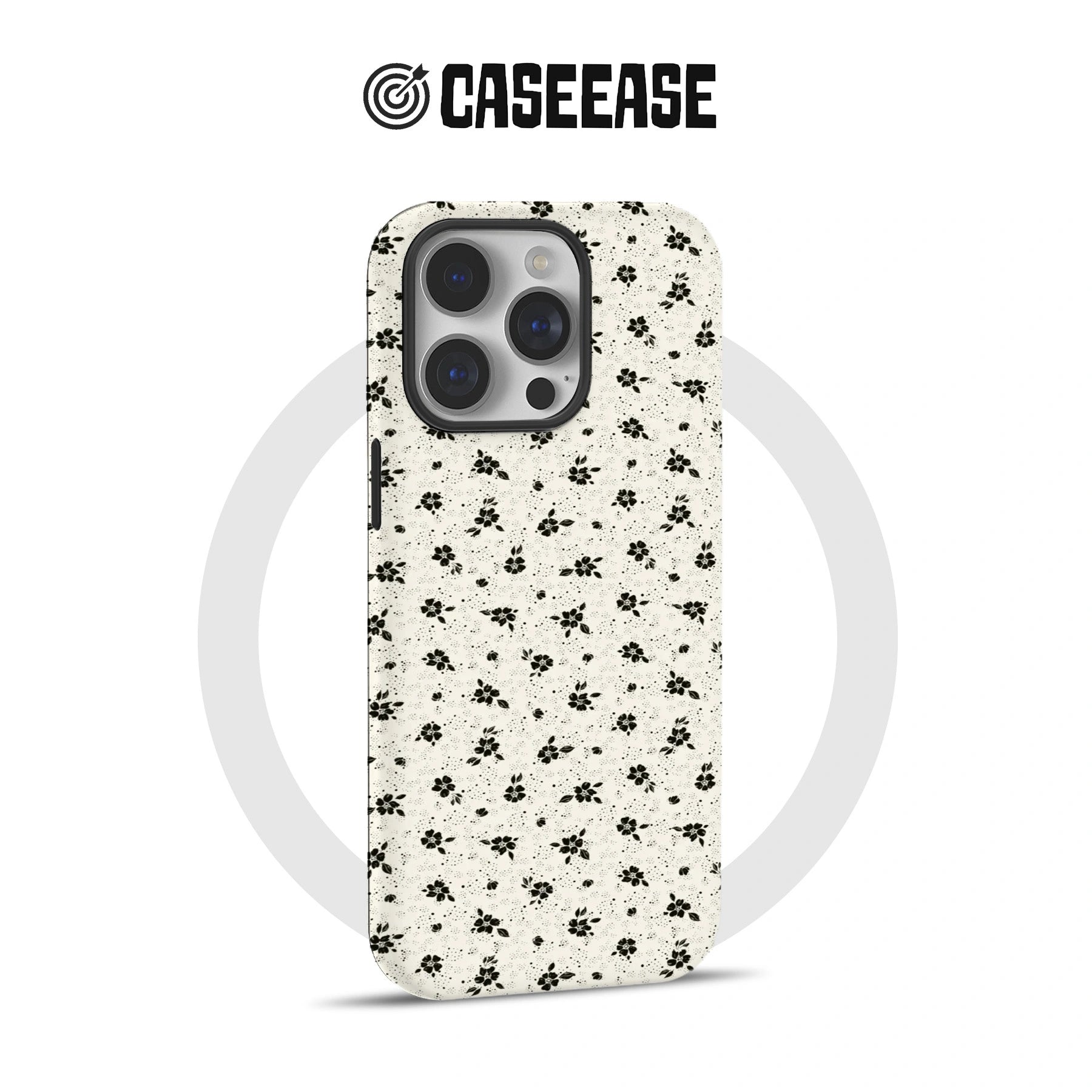 Minimalist Black Floral Phone Case – Classic and Elegant Design