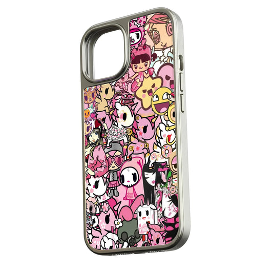 Holographic Chrome Phone Case - Colorful Character Design