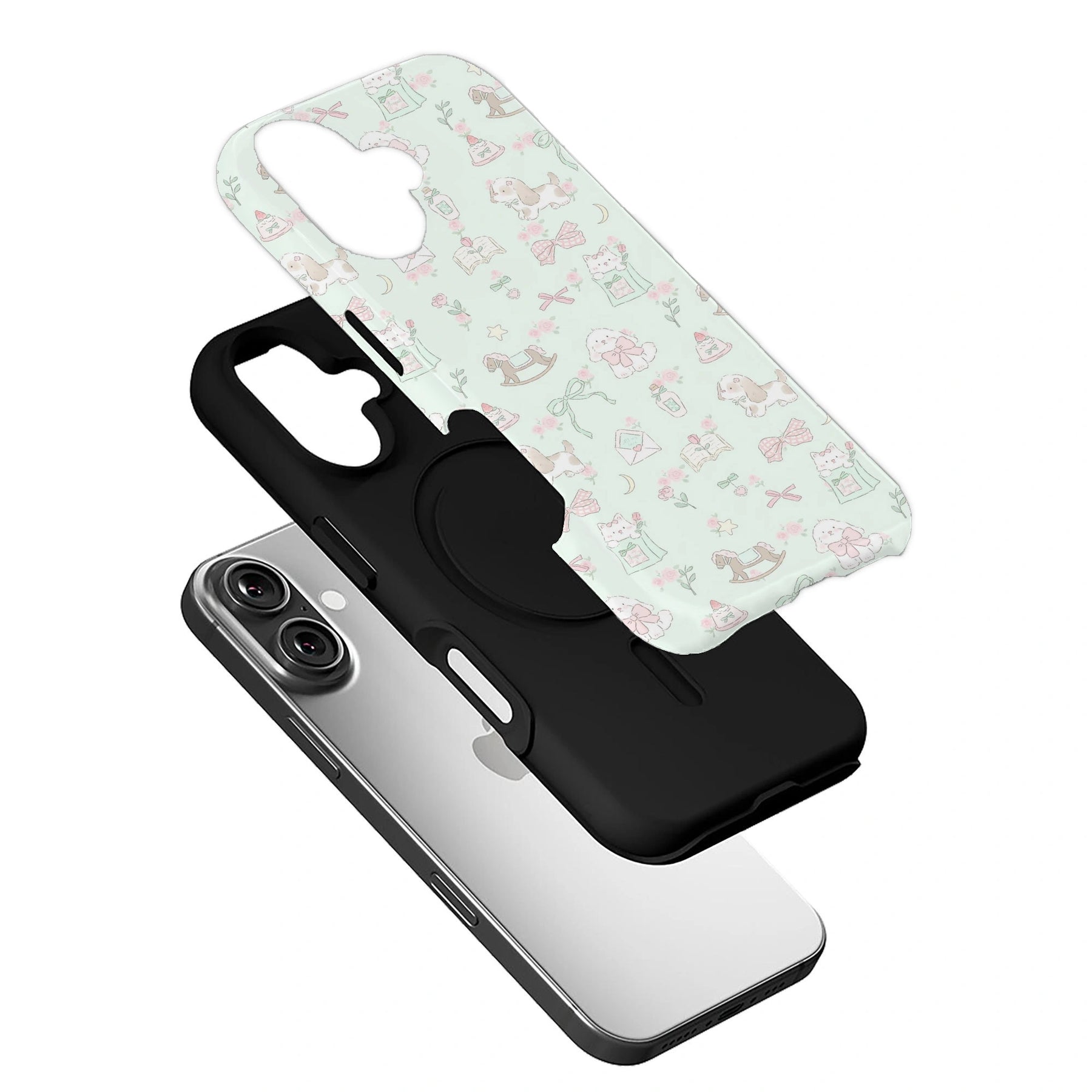 Mint Green Cartoon Phone Case – Whimsical and Playful Design