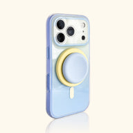 Blue Sky gradient phone case with yellow and blue circular magnetic stand