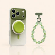 Gradient Magnetic iPhone Case with Matching Stand - Green Lime + Wrist Chain variant