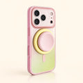 Pink Lime gradient phone case with yellow and pink circular magnetic stand