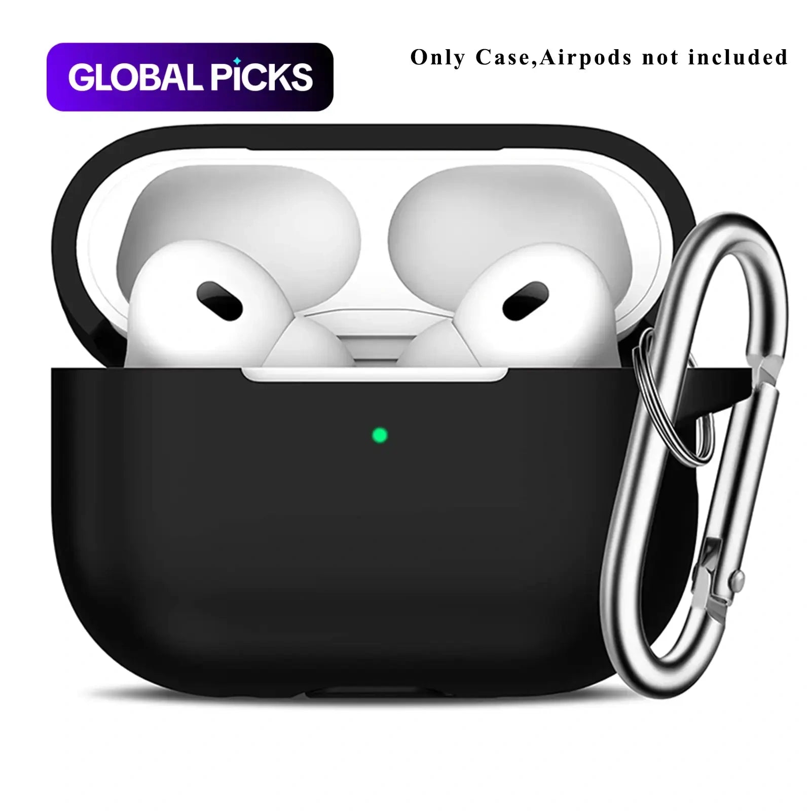 Silicone Earphone Case with Carabiner, Solid Color Shockproof Protective Case for AirPods Pro 2, Soft Earphone Case with Visible LED Charging Indicator, Earphone Protector for Men and Women, Handy, Protection, Earbuds (main image)