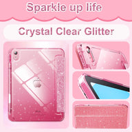 INFILAND Compatible with iPad Case, Glitter Cover with Sparkly Clear Back, Pencil Holder, for Kids Girls Computer Tablet Casing Protection Protective (main image)
