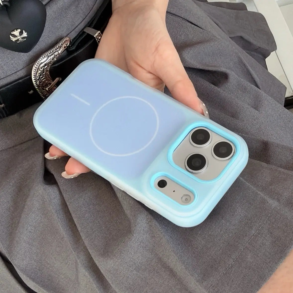 HISTORYOO for iPhone 17 Pro Max 16 Pro 15 14 Plus 13 12 11 Pro Magnetic (not strong) Defender 2 In 1 Dual Layer Jelly Soft Matte Clear Silicone + Candy Color-Blocking PC Hybrid Magsafe Wireless Charging Case Frosted Shockproof Bumper Luxury Back Cover (main image)