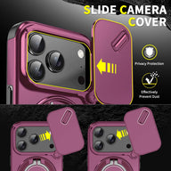 Heavy-duty iPhone case with sliding camera cover and ring stand — view 3