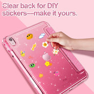 INFILAND Compatible with iPad Case, Glitter Cover with Sparkly Clear Back, Pencil Holder, for Kids Girls Computer Tablet Casing Protection Protective (main image)