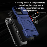 iPhone wallet case with two-card holder and rotating ring stand — view 2
