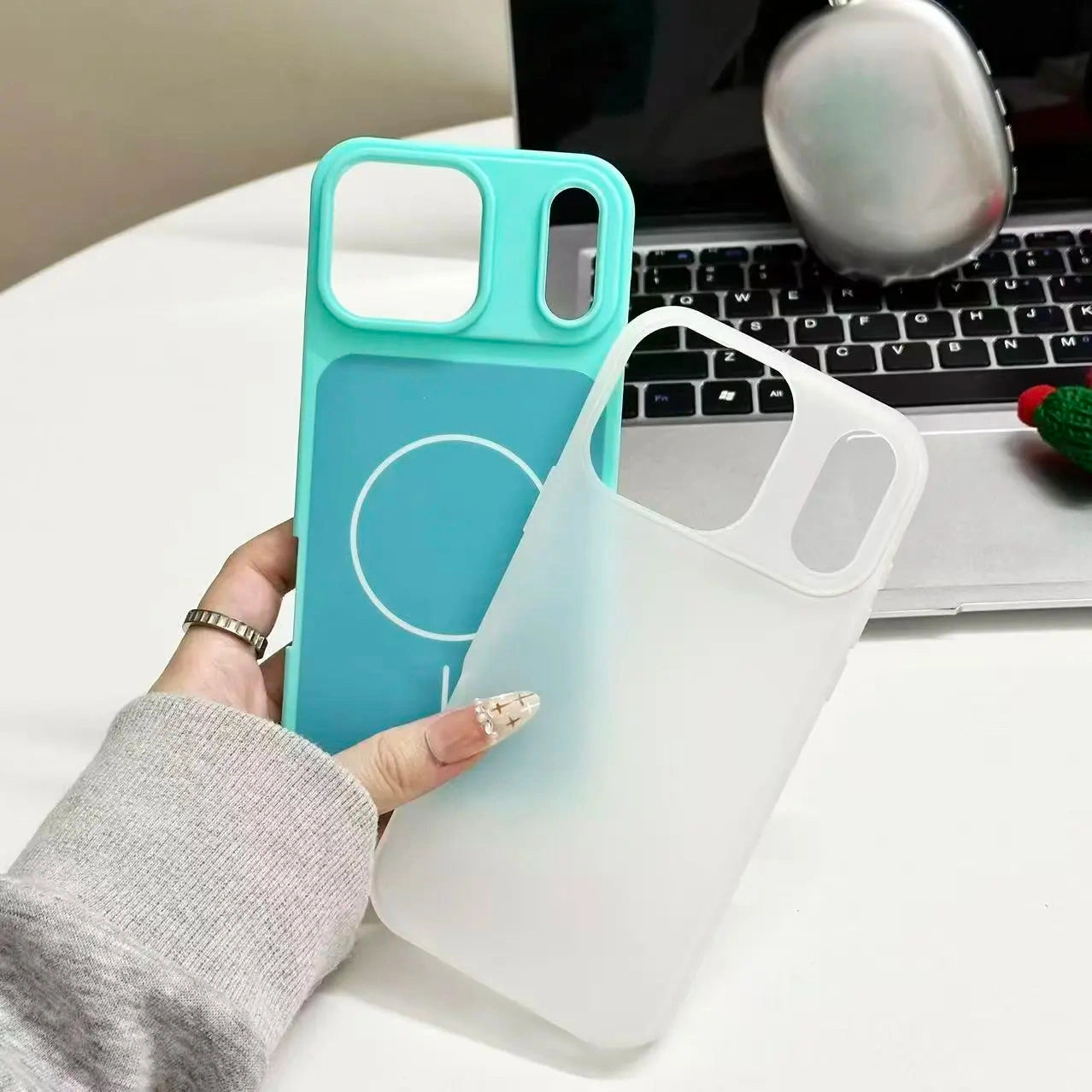 HISTORYOO for iPhone 17 Pro Max 16 Pro 15 14 Plus 13 12 11 Pro Magnetic (not strong) Defender 2 In 1 Dual Layer Jelly Soft Matte Clear Silicone + Candy Color-Blocking PC Hybrid Magsafe Wireless Charging Case Frosted Shockproof Bumper Luxury Back Cover (main image)