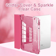 INFILAND Compatible with iPad Case, Glitter Cover with Sparkly Clear Back, Pencil Holder, for Kids Girls Computer Tablet Casing Protection Protective (main image)