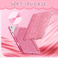 INFILAND Compatible with iPad Case, Glitter Cover with Sparkly Clear Back, Pencil Holder, for Kids Girls Computer Tablet Casing Protection Protective (main image)