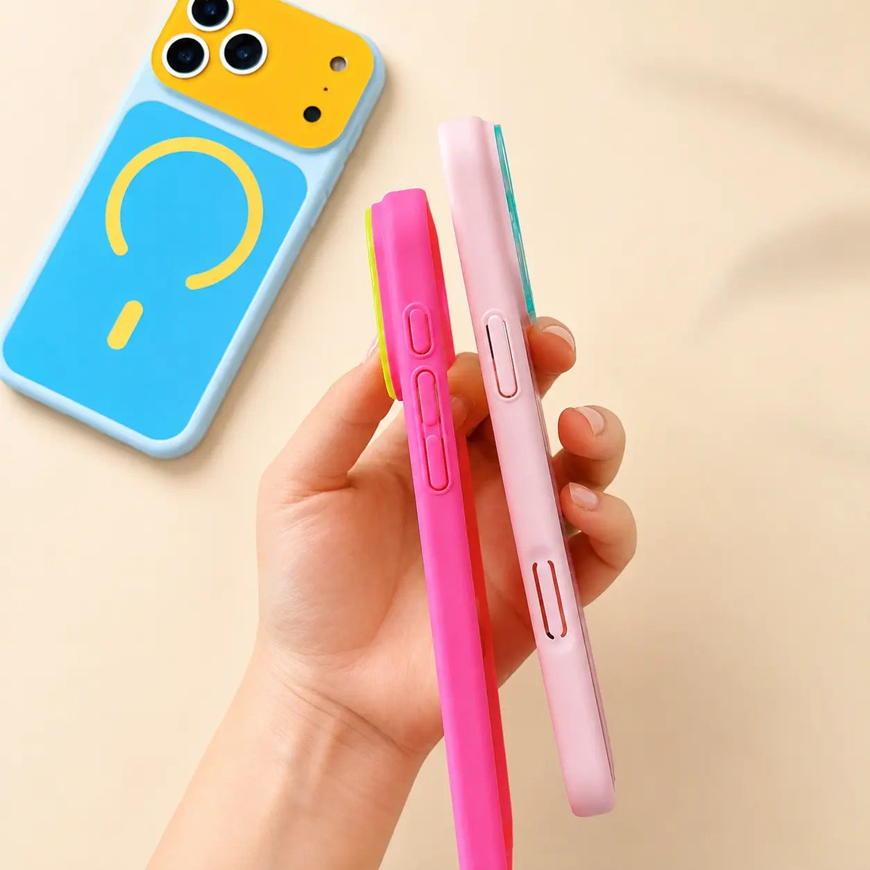 Dopamine Color Block Magnetic Phone Case for iPhone 17 16 15 14 13 Pro Max, Soft Touch Matte Cover for Gorls Women, compatible with MagSafe, Ultra Slim Thin Hard PC Case Cover (main image)