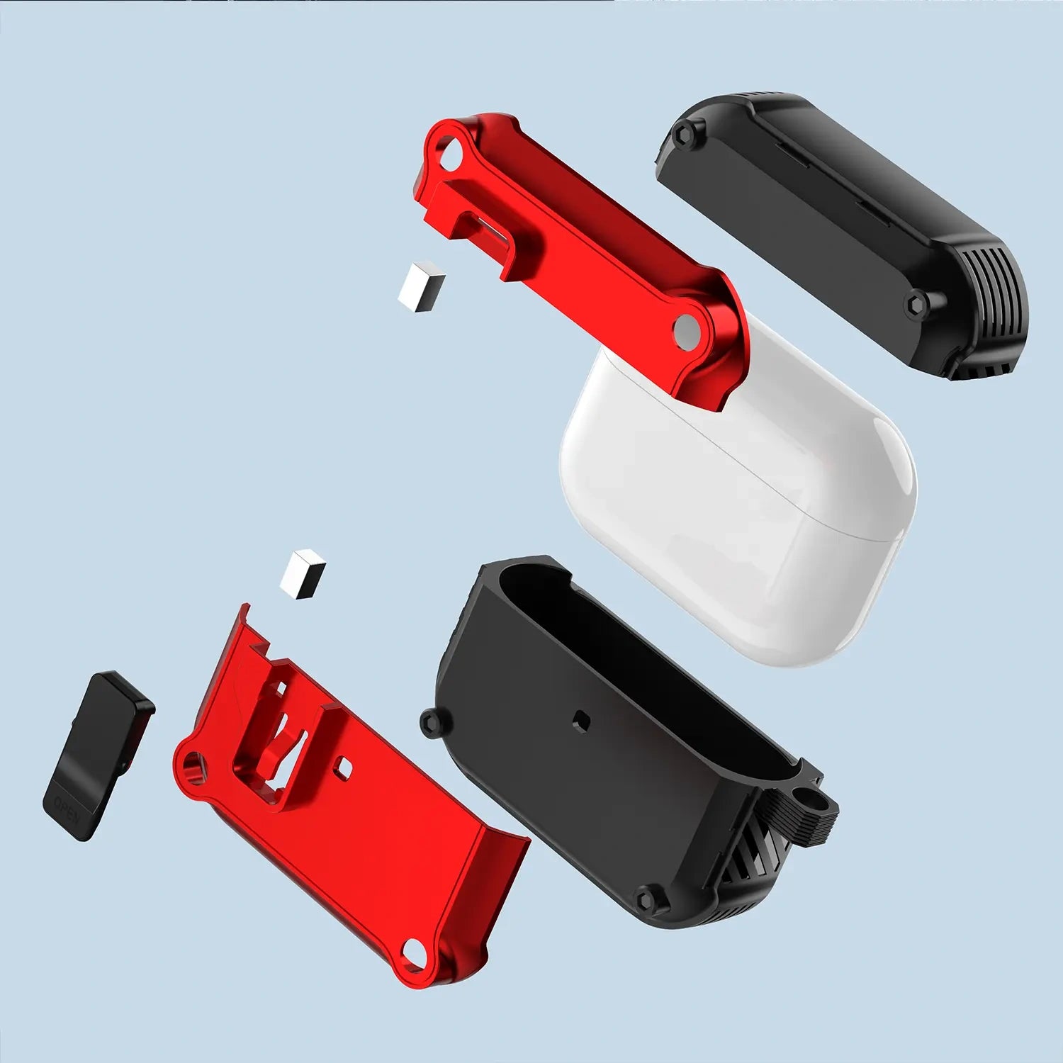 For AirPods 1/2/3/4 & AirPods Pro 1/2/3 Gen Case, Secure Lock Auto Pop-Up Lid Military Grade Shockproof Hard Shell Protective Cover, Full Body Drop Protection Armor Earphone Case with Visible LED & USB-C/Lightning Compatibility (main image)