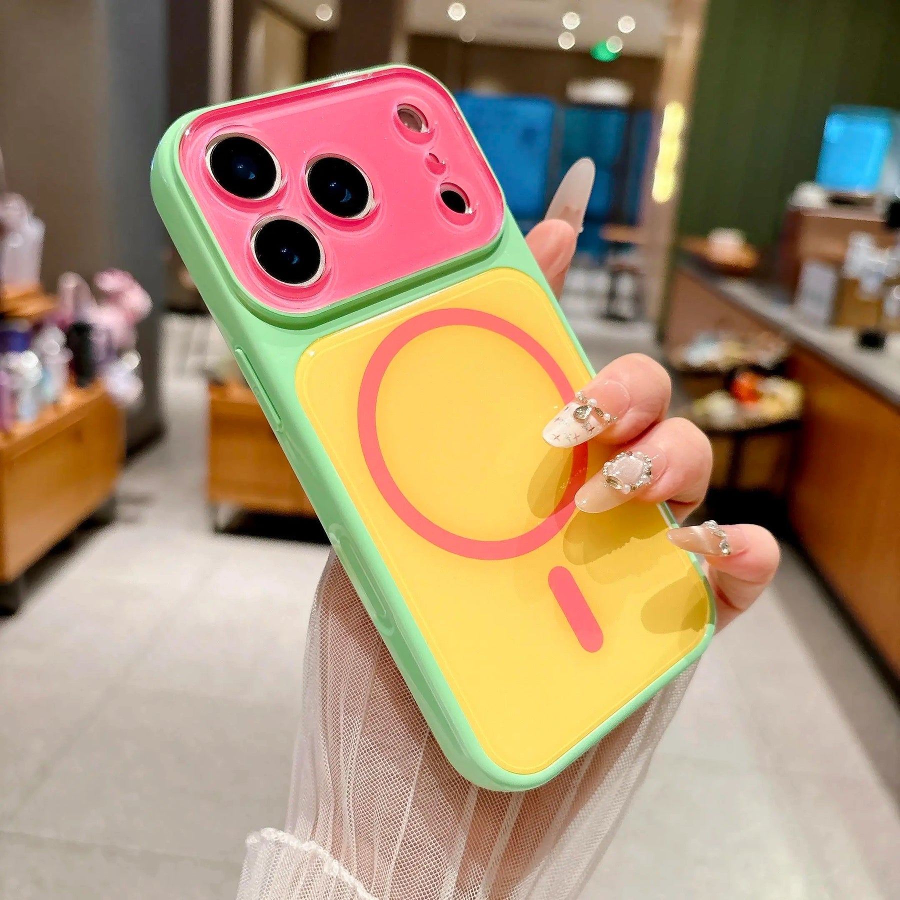 SummerFinds dopamine Contrast color newly upgraded with magnetic suction Suitable for iPhone 17 16 15 14 Pro Max Magnetic phone case Contrast color full lens protection Compatible with iPhone 17 Pro Max Magnetic phone case No paint peeling, anti-fall an (main image)
