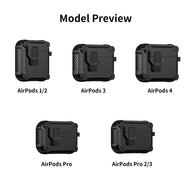 For AirPods 1/2/3/4 & AirPods Pro 1/2/3 Gen Case, Secure Lock Auto Pop-Up Lid Military Grade Shockproof Hard Shell Protective Cover, Full Body Drop Protection Armor Earphone Case with Visible LED & USB-C/Lightning Compatibility (main image)