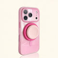 Rose Pink phone case with rose and blush circular magnetic stand