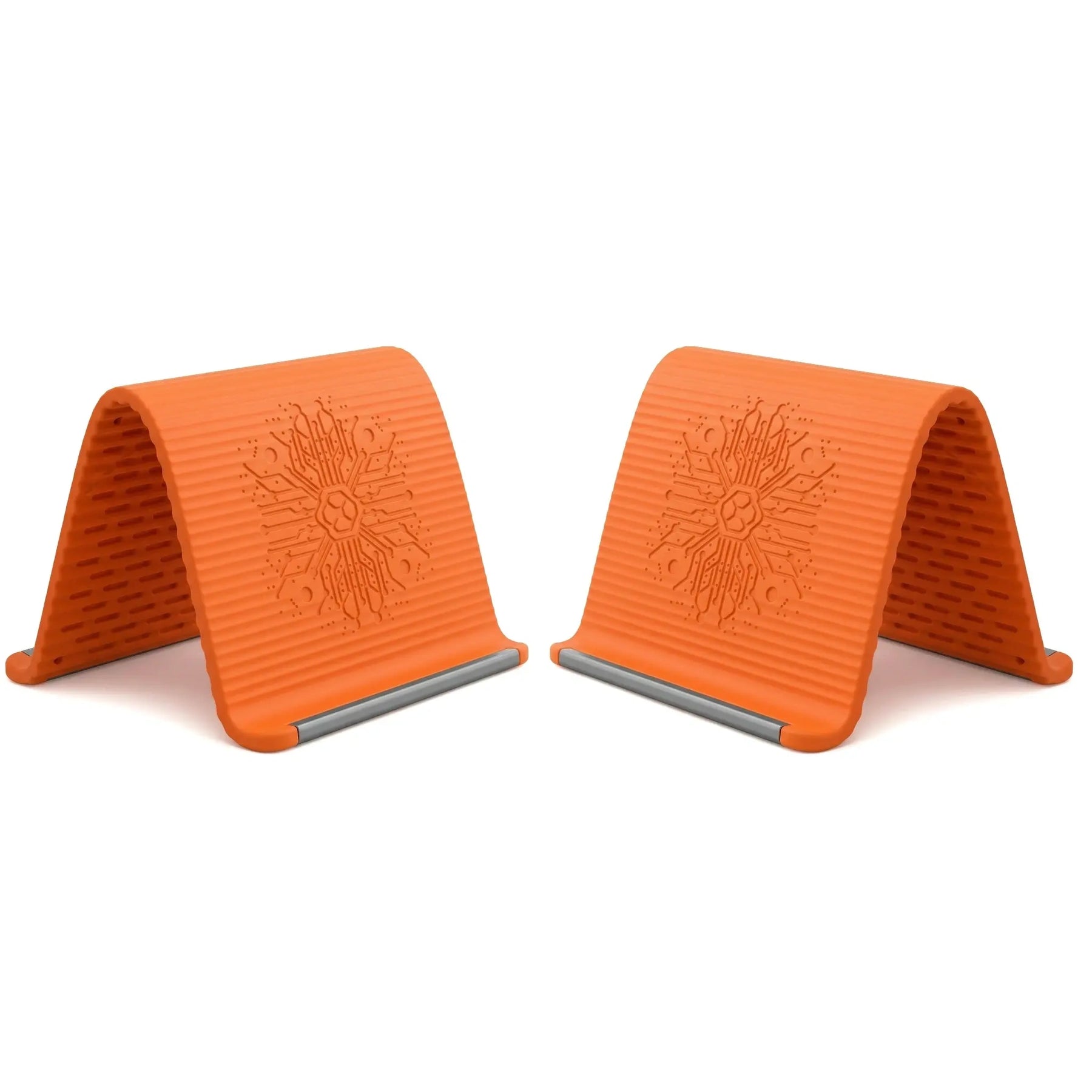 Flexible Silicone Aluminum Phone holder stand, Bendable Rollable Foldable Design, Universal Adjustable Anti-Slip Desktop Mount for Phone Tablet Laptop, Portable Ergonomic Holder for Home Office Travel-YY - Color 2Pcs Orange (variant image)