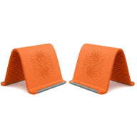 Flexible Silicone Aluminum Phone holder stand, Bendable Rollable Foldable Design, Universal Adjustable Anti-Slip Desktop Mount for Phone Tablet Laptop, Portable Ergonomic Holder for Home Office Travel-YY - Color 2Pcs Orange (variant image)