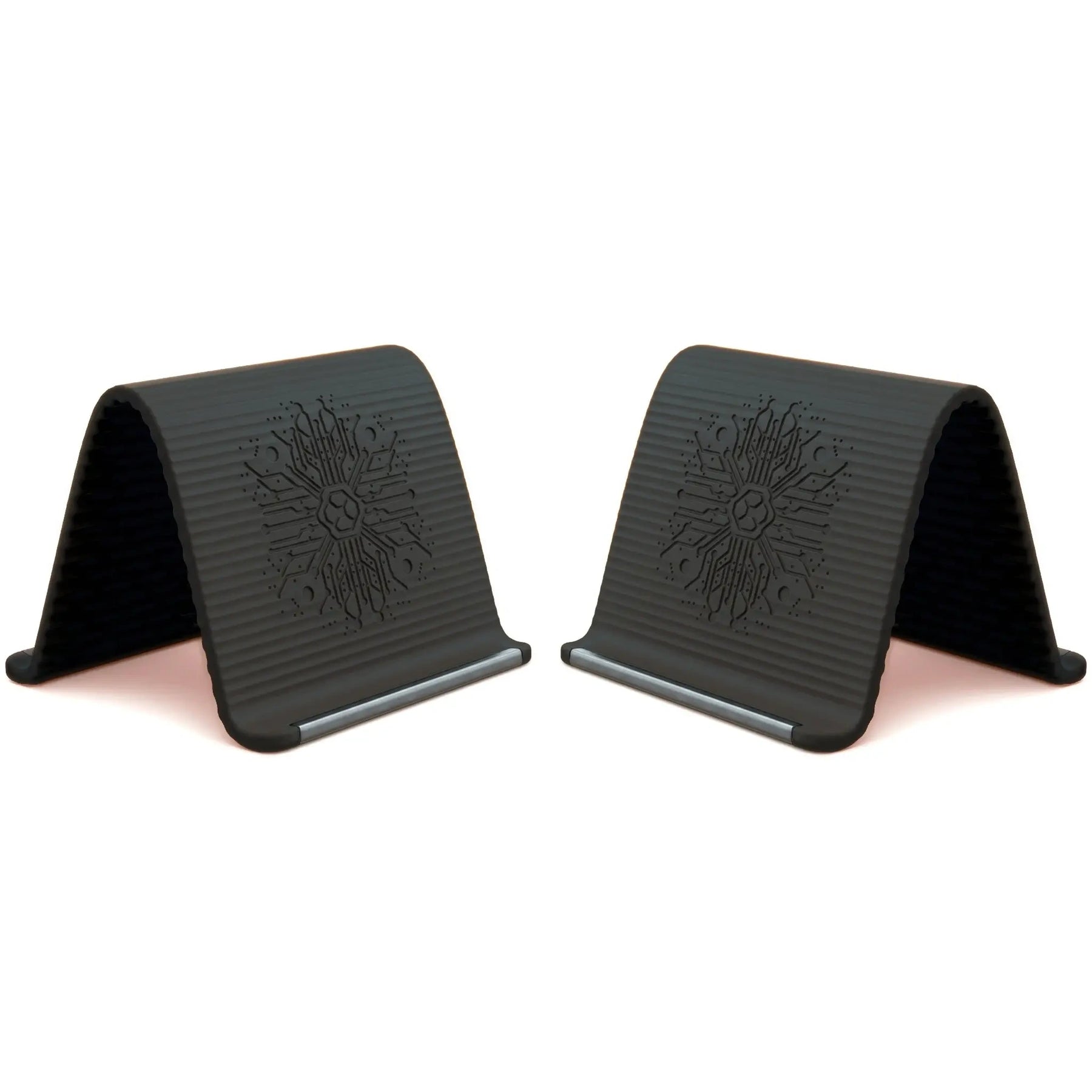 Flexible Silicone Aluminum Phone holder stand, Bendable Rollable Foldable Design, Universal Adjustable Anti-Slip Desktop Mount for Phone Tablet Laptop, Portable Ergonomic Holder for Home Office Travel-YY - Color 2 Pcs Black (variant image)