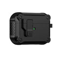 For AirPods 1/2/3/4 & AirPods Pro 1/2/3 Gen Case, Secure Lock Auto Pop-Up Lid Military Grade Shockproof Hard Shell Protective Cover, Full Body Drop Protection Armor Earphone Case with Visible LED & USB-C/Lightning Compatibility - Color Black (variant image)