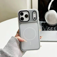 HISTORYOO for iPhone 17 Pro Max 16 Pro 15 14 Plus 13 12 11 Pro Magnetic (not strong) Defender 2 In 1 Dual Layer Jelly Soft Matte Clear Silicone + Candy Color-Blocking PC Hybrid Magsafe Wireless Charging Case Frosted Shockproof Bumper Luxury Back Cover - Color Black (variant image)