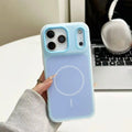 HISTORYOO for iPhone 17 Pro Max 16 Pro 15 14 Plus 13 12 11 Pro Magnetic (not strong) Defender 2 In 1 Dual Layer Jelly Soft Matte Clear Silicone + Candy Color-Blocking PC Hybrid Magsafe Wireless Charging Case Frosted Shockproof Bumper Luxury Back Cover - Color Blue (variant image)