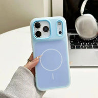 HISTORYOO for iPhone 17 Pro Max 16 Pro 15 14 Plus 13 12 11 Pro Magnetic (not strong) Defender 2 In 1 Dual Layer Jelly Soft Matte Clear Silicone + Candy Color-Blocking PC Hybrid Magsafe Wireless Charging Case Frosted Shockproof Bumper Luxury Back Cover - Color Blue (variant image)