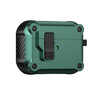For AirPods 1/2/3/4 & AirPods Pro 1/2/3 Gen Case, Secure Lock Auto Pop-Up Lid Military Grade Shockproof Hard Shell Protective Cover, Full Body Drop Protection Armor Earphone Case with Visible LED & USB-C/Lightning Compatibility - Color Dark Green (variant image)