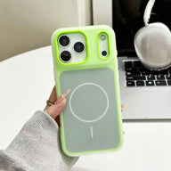 HISTORYOO for iPhone 17 Pro Max 16 Pro 15 14 Plus 13 12 11 Pro Magnetic (not strong) Defender 2 In 1 Dual Layer Jelly Soft Matte Clear Silicone + Candy Color-Blocking PC Hybrid Magsafe Wireless Charging Case Frosted Shockproof Bumper Luxury Back Cover - Color Green (variant image)