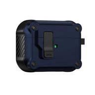 For AirPods 1/2/3/4 & AirPods Pro 1/2/3 Gen Case, Secure Lock Auto Pop-Up Lid Military Grade Shockproof Hard Shell Protective Cover, Full Body Drop Protection Armor Earphone Case with Visible LED & USB-C/Lightning Compatibility - Color Navy Blue (variant image)