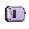 For AirPods 1/2/3/4 & AirPods Pro 1/2/3 Gen Case, Secure Lock Auto Pop-Up Lid Military Grade Shockproof Hard Shell Protective Cover, Full Body Drop Protection Armor Earphone Case with Visible LED & USB-C/Lightning Compatibility - Color Purple (variant image)