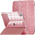 INFILAND Compatible with iPad Case, Glitter Cover with Sparkly Clear Back, Pencil Holder, for Kids Girls Computer Tablet Casing Protection Protective - Color Rose Gold (variant image)