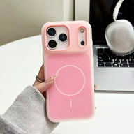 HISTORYOO for iPhone 17 Pro Max 16 Pro 15 14 Plus 13 12 11 Pro Magnetic (not strong) Defender 2 In 1 Dual Layer Jelly Soft Matte Clear Silicone + Candy Color-Blocking PC Hybrid Magsafe Wireless Charging Case Frosted Shockproof Bumper Luxury Back Cover - Color Salmon pink (variant image)