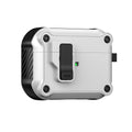 For AirPods 1/2/3/4 & AirPods Pro 1/2/3 Gen Case, Secure Lock Auto Pop-Up Lid Military Grade Shockproof Hard Shell Protective Cover, Full Body Drop Protection Armor Earphone Case with Visible LED & USB-C/Lightning Compatibility - Color White (variant image)