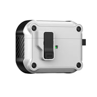 For AirPods 1/2/3/4 & AirPods Pro 1/2/3 Gen Case, Secure Lock Auto Pop-Up Lid Military Grade Shockproof Hard Shell Protective Cover, Full Body Drop Protection Armor Earphone Case with Visible LED & USB-C/Lightning Compatibility - Color White (variant image)