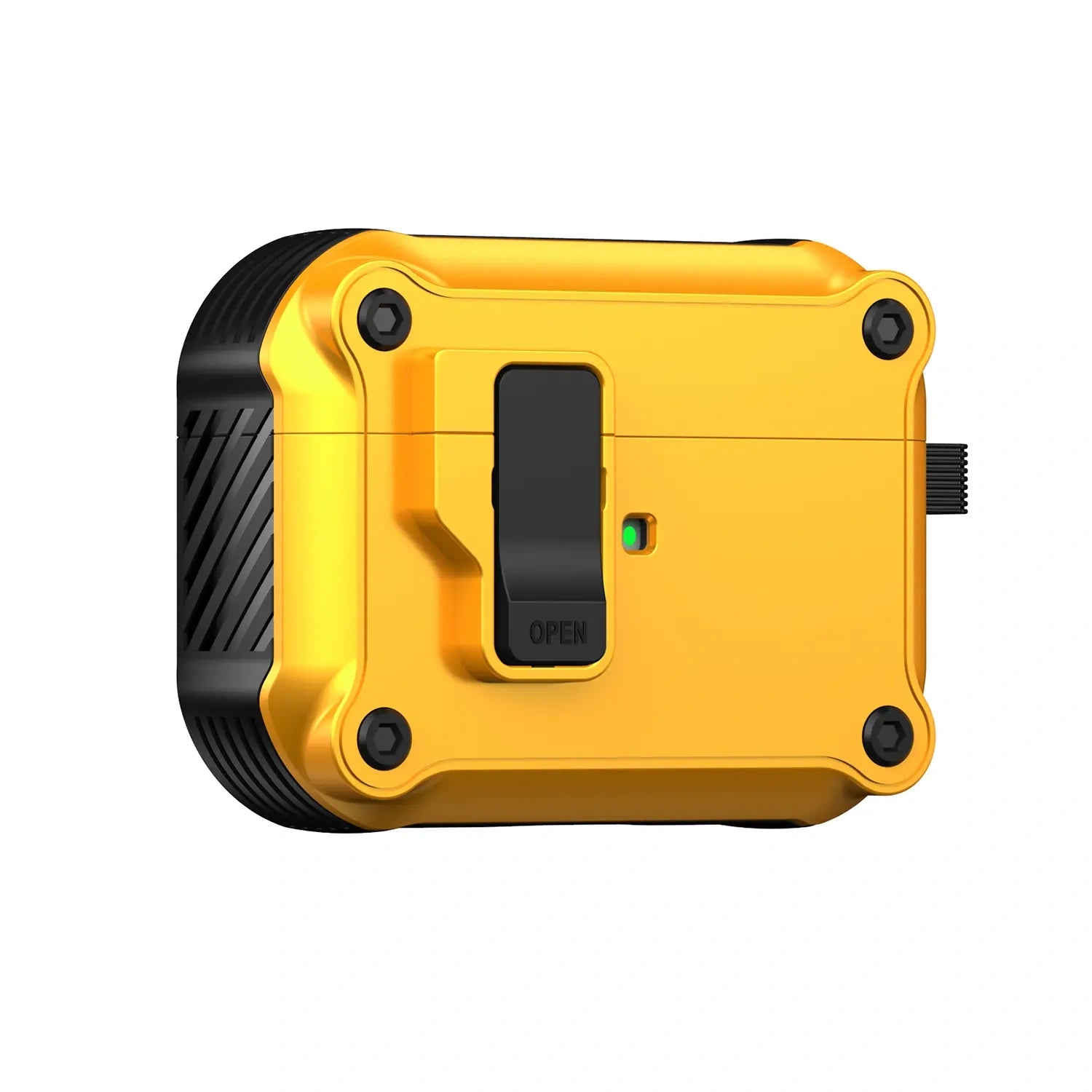 For AirPods 1/2/3/4 & AirPods Pro 1/2/3 Gen Case, Secure Lock Auto Pop-Up Lid Military Grade Shockproof Hard Shell Protective Cover, Full Body Drop Protection Armor Earphone Case with Visible LED & USB-C/Lightning Compatibility - Color Yellow (variant image)