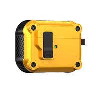 For AirPods 1/2/3/4 & AirPods Pro 1/2/3 Gen Case, Secure Lock Auto Pop-Up Lid Military Grade Shockproof Hard Shell Protective Cover, Full Body Drop Protection Armor Earphone Case with Visible LED & USB-C/Lightning Compatibility - Color Yellow (variant image)